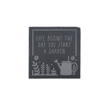 'Life Begins The Day You…' Square Slate Coaster, 2 of 2