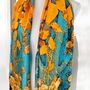 Turquoise And Golden Leaves Silk Blend Scarf, thumbnail 1 of 7