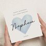 Personalised Nephew Birthday Card With Blue Heart, thumbnail 1 of 7