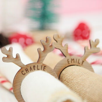 Personalised Christmas Reindeer Napkin Ring, 2 of 2