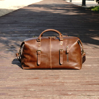 Zip Detail Genuine Leather Holdall, 8 of 12
