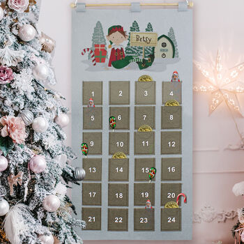 Personalised Elf Advent Calendar In Silver Grey, 2 of 3