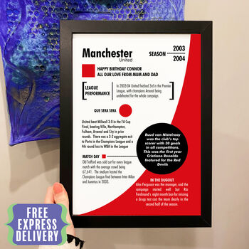 Personalised Season Print Gift For Manchester Utd Fans, 3 of 5