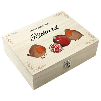 Personalised Robin Baubles Christmas Tea Box, 6 of 6