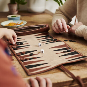 Personalised Bright Leather Travel Backgammon Set, 6 of 6