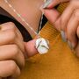 Two Hands Hugging White Stone Resin Couple Pendant Necklace, thumbnail 6 of 7