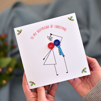 'to My Boyfriend At Christmas' Button Card By Mrs L Cards | notonthehighstreet.com