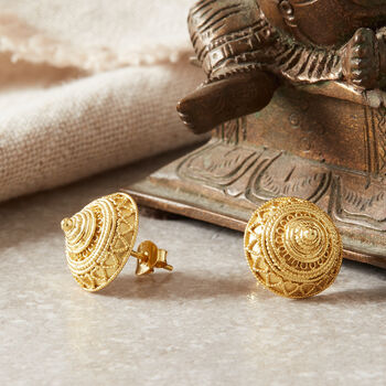 Textured Gold Plated Silver Large Stud Earrings, 8 of 8