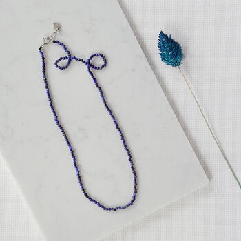 925 Silver Mini Lapis Lazuli Choker Necklace, 4 of 5