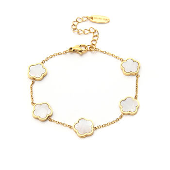 Flower Chain Bracelet In Gold And Mother Of Pearl, 2 of 3