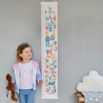 Personalised Animal Alphabet Canvas Height Chart, 2 of 9