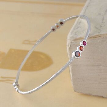 Triple Stone Garnet And Ruby Gold Birthstone Bangle, 4 of 6