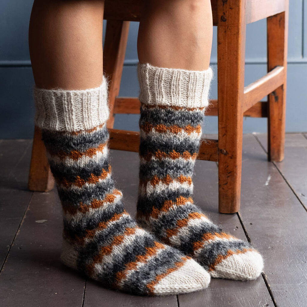 Hand Knitted Nordic Wool Socks, 1 of 12