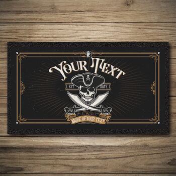 Personalised Bar Runner And Coasters Jolly Roger, 2 of 8