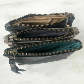 Fair Trade Leather Zip Coin Purse Contrast Lining, 8 of 12