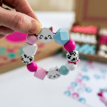 Personalised Kitten Wooden Bead Making Kit, 5 of 9