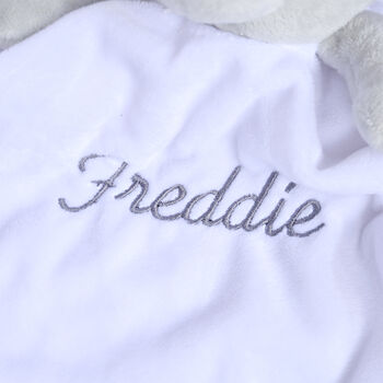 Personalised White Elephant Comforter For Baby, 3 of 7