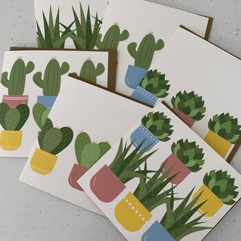 Set Of Six Mixed Design Cactus And Succulent Cards, 2 of 4