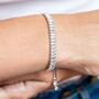 Rectangle Crystal Tennis Bracelet In Silver Colour, thumbnail 1 of 3