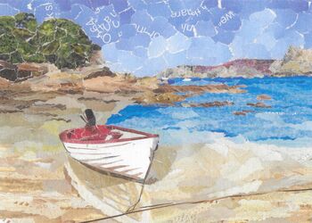 Isles Of Scilly Boat Upcycled Paper Collage Print, 2 of 5