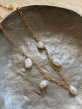 Dainty Gold 18 K Pearl Choker Necklace, 5 of 6