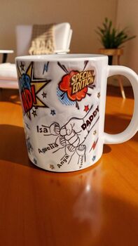Personalised Super Dad Mug – Comic Style With Kids Name, 4 of 6