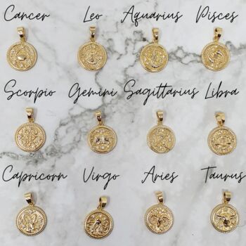 18k Gold Vermeil Plated Zodiac Charm Necklace, 4 of 12