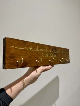 Personalised Wooden Plaque With Key Hooks, 7 of 10