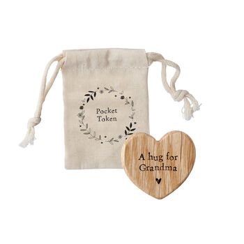 Send With Love 'A Hug For Gran' Heart Pocket Token In Bag | Sentiment | Keepsake, 2 of 2