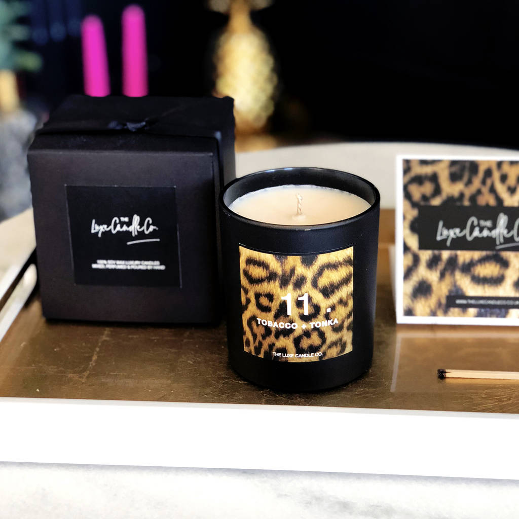 Tobacco Tonka Bean Leopard Print Aphrodisiac Candle By The Luxe Candle ...