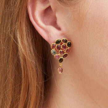 Tourmaline Cluster Gold Plated Silver Stud Earrings, 4 of 11
