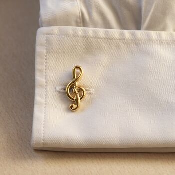 Treble Clef Gold Cufflinks Music Note Gift Music Accessory, 4 of 5
