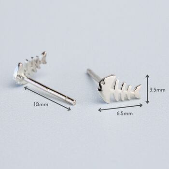 Sterling Silver Fish Bone Stud Earrings, 2 of 4