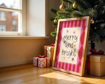 Merry And Bright Christmas Art Print, 3 of 4