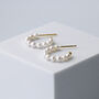 Sterling Silver Pearl Huggie Hoop Earrings, thumbnail 5 of 9