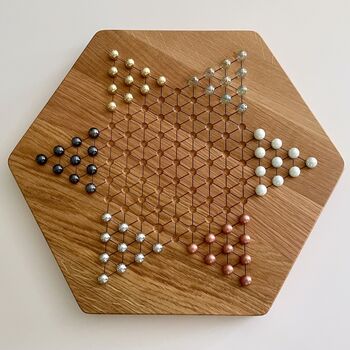 Handmade Wooden Chinese Checkers Board Game, 6 of 6