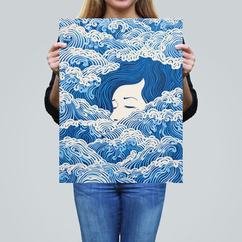 Lost At Sea Waves Of Sleep Blue White Wall Art Print, 2 of 6