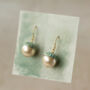 Verdigris Pearl Gold Acorn Earrings, thumbnail 3 of 10