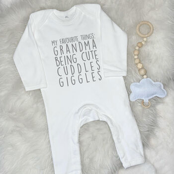 My Favourite Things Personalised Baby Rompersuit, 4 of 6