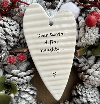 Dear Santa Naughty Christmas Hanging Hearts, 2 of 5