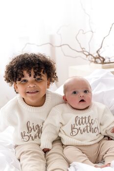 Embroidered Big/Little Sibling Knitted Jumpers, Brother And Sister Available, 8 of 12