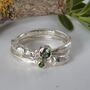 Silver Willow Bud Gemstone Twig Ring, thumbnail 3 of 6