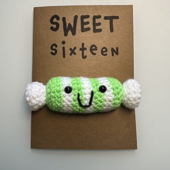 Sweet Sixteen Crochet 16th Birthday Card Handmade, 5 of 12