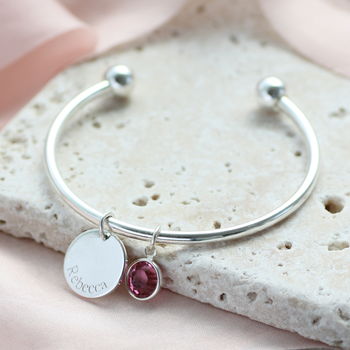 Child's Personalised Disc Birthstone Bangle, 2 of 11
