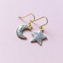 Mismatched Moon And Star Sparkle Earrings, thumbnail 5 of 9