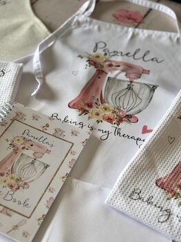 Personalised Baking Apron Gift, Custom Watercolor Apron, Tea Towel Or Recipe Book, 10 of 10