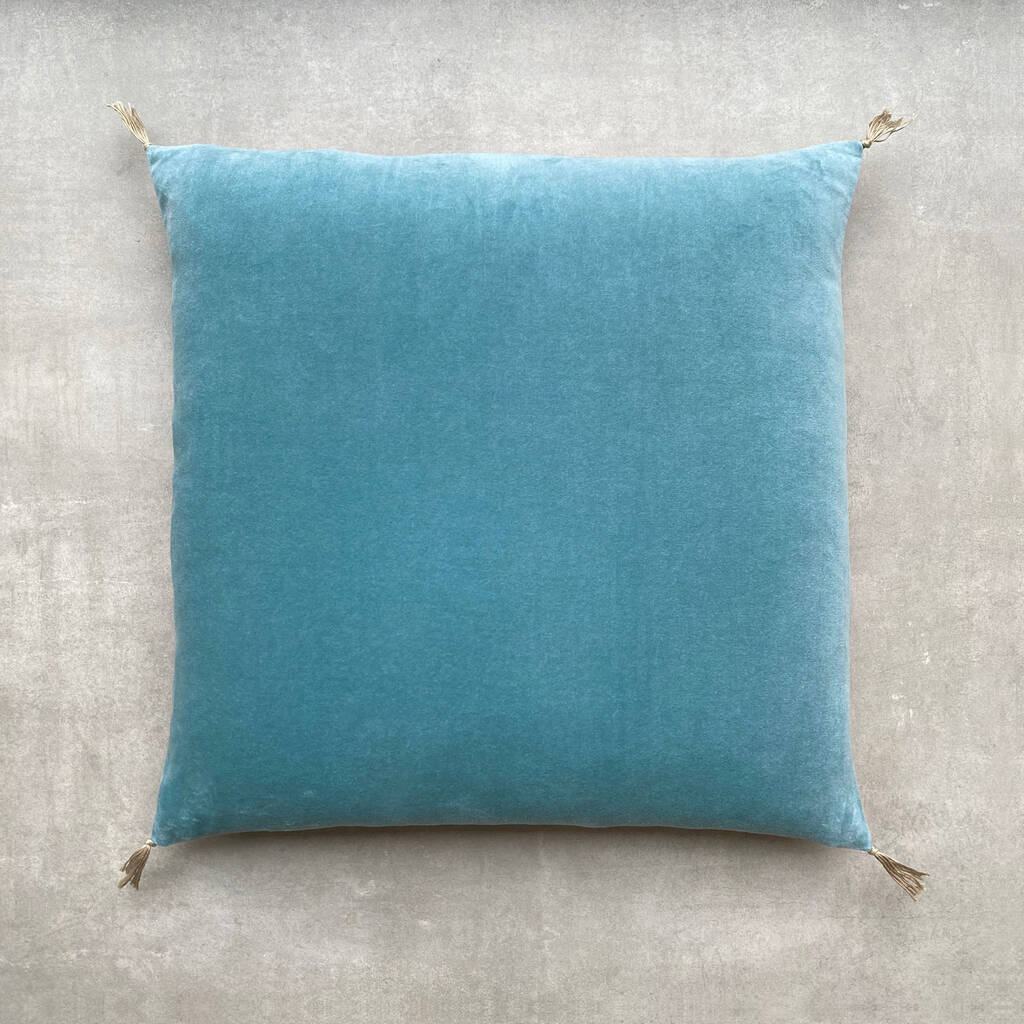 The Velvet And Linen Cushion Teal Blue, 1 of 7