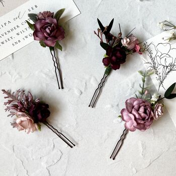 Mauve And Pink Floral Hair Pins, 4 of 6