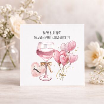 Luxury Personalised Daughter Birthday Card Wine Hearts, 3 of 9
