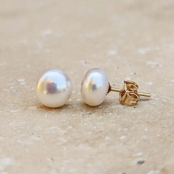 Mae Button Pearl Earrings, 2 of 2